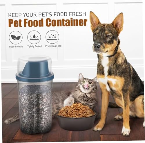 Healifty 2pcs Airtight Pet Food Storage Containers Grey Blue Durable Dry Food Bins with Ergonomic Grip for Cats and Dogs Moisture Vacuum Seal