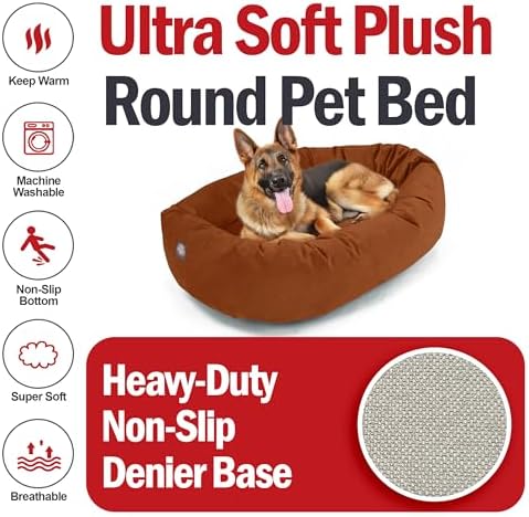 Majestic Pet Suede Calming Dog Bed, 52 Inch X-Large, Washable, Rust