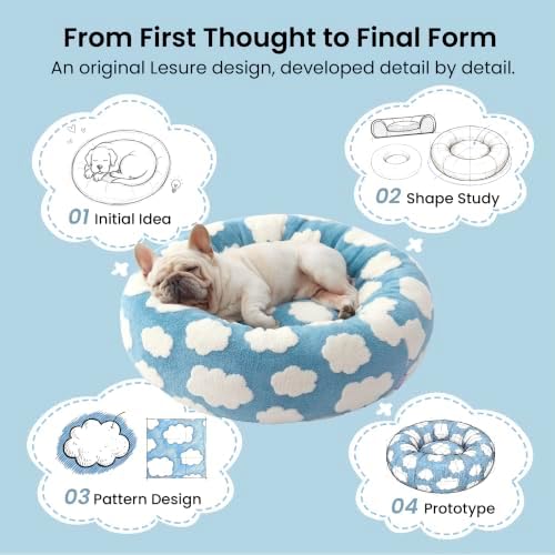 LE SURE Shown on TV Jacquard Donut Dog Beds Medium Sized Dog,Blue 30x30x8in