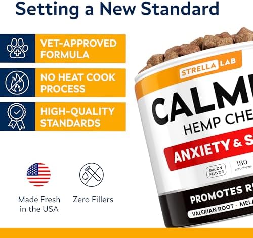 STRELLALAB Hemp Calming Chews for Dogs, Melatonin