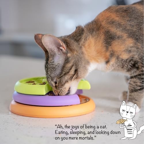 Catstages Kitty Lickin' Layers Interactive Cat Slow Feeder Treat Puzzle Toy, Dry or Wet Food, Mental Stimulation, Foraging Toy with 80+ Compartments (Pack of 12)