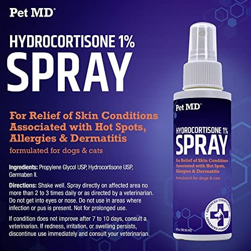 Pet MD Hydrocortisone Spray for Dogs, Cats, Horses - 4 oz