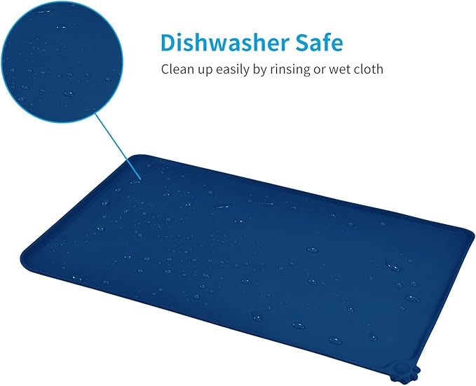 AUDWUD Silicone Waterproof Pet Feeding Mats,Anti Slip Bowl Pad, Dog Mat for Food and Water