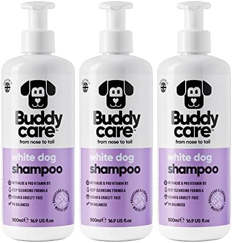 White Dog Shampoo by Buddycare | Brightening and Whitening Shampoo for Dogs | Deep Cleansing, Fresh Scented | with Aloe Vera and Pro Vitamin B5 (50.72oz)