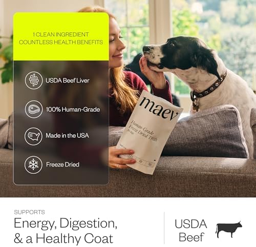 Maev Freeze Dried Beef Liver Dog Treats | 100% USDA Certified | Raw, Single-Ingredient | Healthy, Human-Grade Dog Snacks | Perfect for Training & Sensitive Diets (Pack of 3)