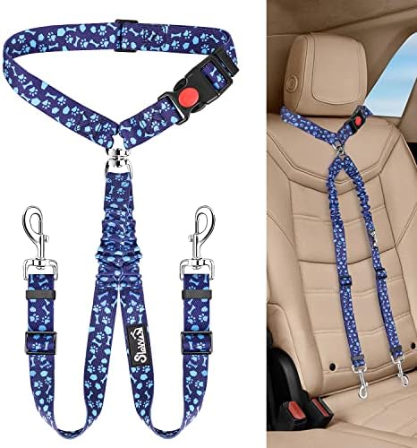 Lukovee Double Dog Car Seat Belt - No Tangle Headrest Restraint