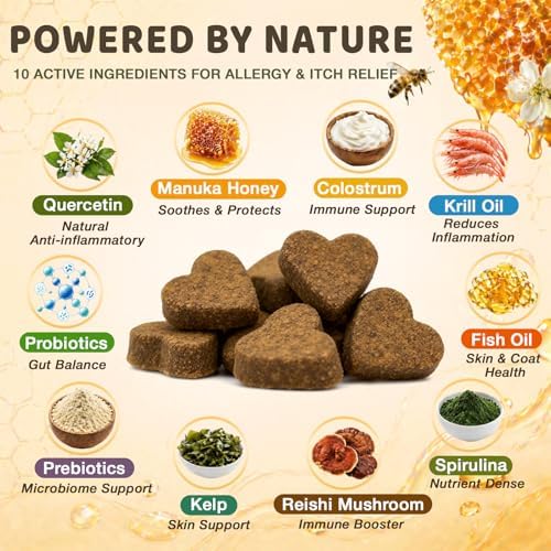 Manuka Honey for Dogs - Allergy & Itch Support, Skin & Coat Comfort, 150 Ct