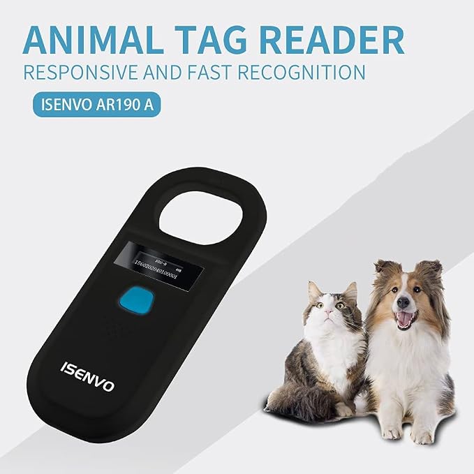 Pet Microchip Scanner, 15 Digit Pet Chip Scanner, Rechargeable(190A) | Support EMID FDX-B (ISO11784/11785) 134.2kHz/125kHz, Portable, Fast Scan, RFID Microchip Scanner for Animal/Pet/Pig/Dog/Cat