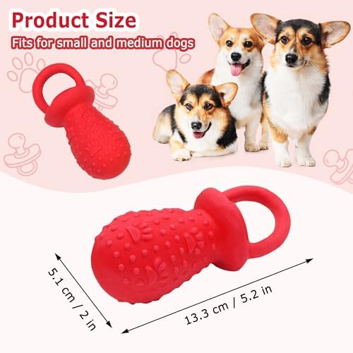 Latex Chew Dog Toys, Novelty Squeaky Pacifier Dog Toys, 5.2" Durable Pacifier Dog Chew Toys for Small and Medium Dogs(Red,1 Pcs)