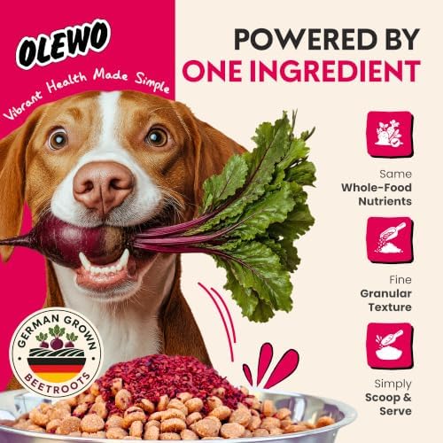 Olewo Red Beets Granular Dog Food Topper – Skin & Coat Support, 22 oz