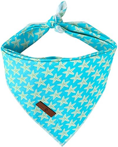 lionet paws Summer Dog Bandana Starfish for Small Medium Large Dogs, Large (Pack of 1), Small