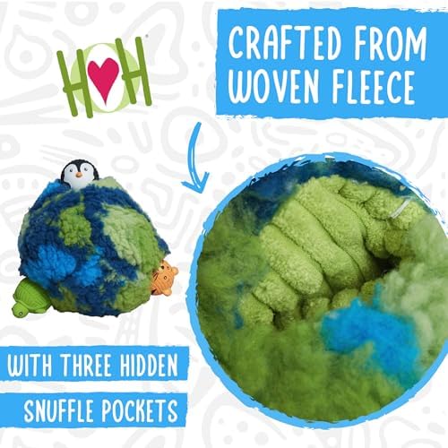 HuggleSnuffles SnuffleSphere Puzzle Ball - Interactive Enrichment Toy for Dogs, Hide and Seek Dog Toy for Ruff-Tex Balls & Treats, Puppy Games to Keep Them Busy, Foraging Plush for Boredom - Large, 8"