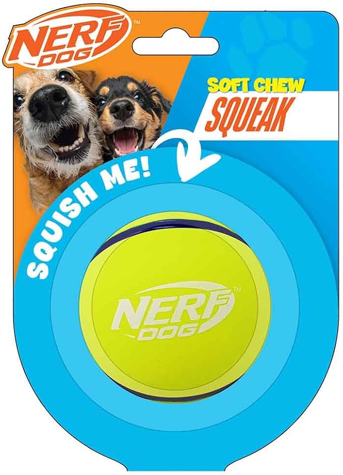 3.5in Nerf Dog Latex Squeak Ball -Green/Blue