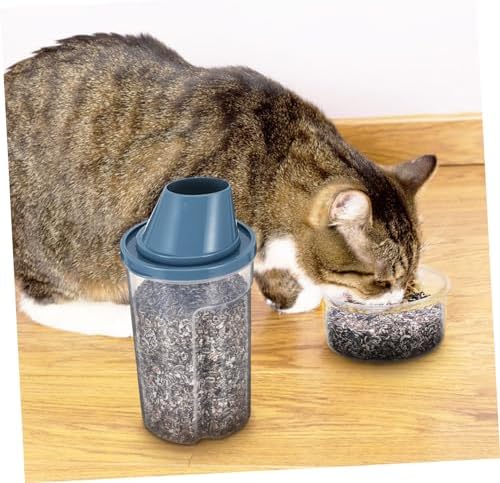 Healifty 2pcs Airtight Pet Food Storage Containers Grey Blue Durable Dry Food Bins with Ergonomic Grip for Cats and Dogs Moisture Vacuum Seal