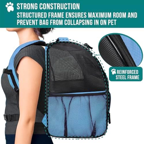 PetAmi Dog Backpack Carrier, Airline Approved, Light Blue