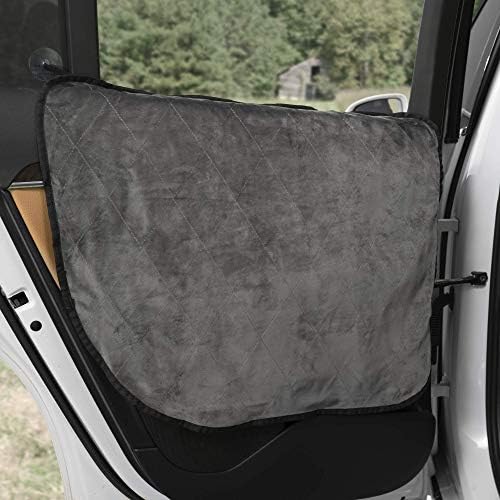 Plush Paws Products Velvet Car Door Protector | Washable & Waterproof Interior Door Cover for Car, Truck, SUV | One Size Fit Most Nonslip, Tear Resistant Door Guard | Set of 2 London Grey