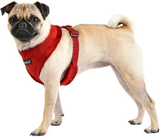 Puppia Terry Dog Harness Over-The-Head Winter Suede Warm No Choke No Pull Training Walking for Small and Medium Dog, Brown, Medium