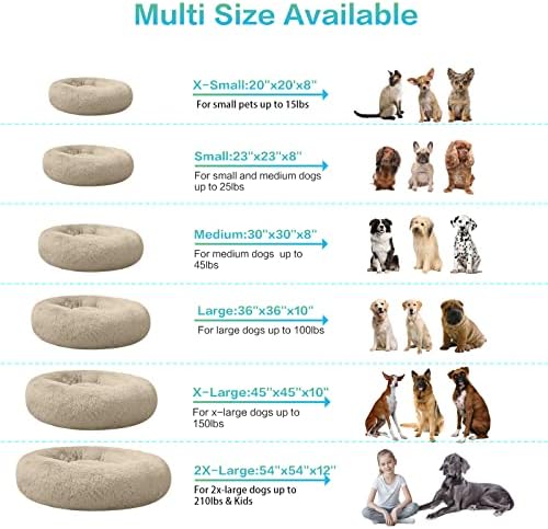 SAVFOX Calming Donut Dog Bed, 30", Beige