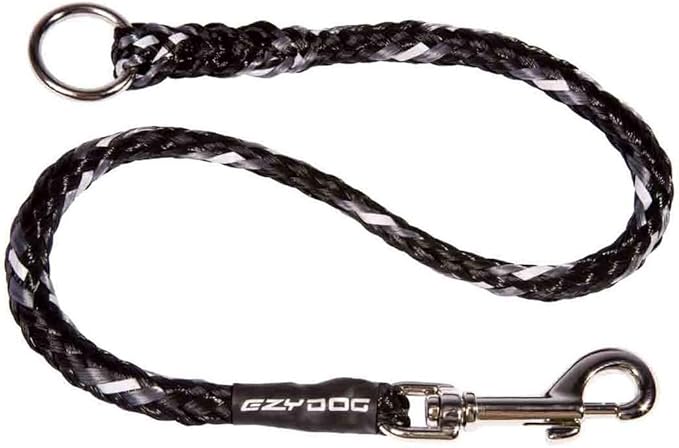 EzyDog Standard 24-Inch Rope Dog Leash Extension - 24”, Black | Reflective Trim for Nighttime Safety, Add 2 for Walking 2 Dogs Tangle Free with Our Cujo Leashes