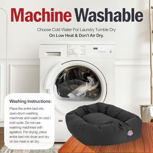 Majestic Pet Bagel Calming Dog Bed, 24 Inch Small, Round, Washable, Gray