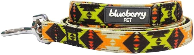 Blueberry Pet 2 Colors Southwestern Vintage Tribal Print Dog Leash with Soft & Comfortable Handle, 5 ft x 5/8", Extravagant Orange, Small, Leashes for Dogs