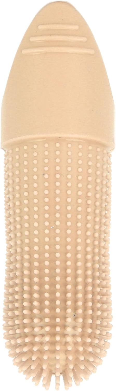 TOPINCN Silicone Dog Finger Toothbrush 360 Degree Food Grade for Dogs Cats Care with Flexible Design for Oral Clean (Beige)