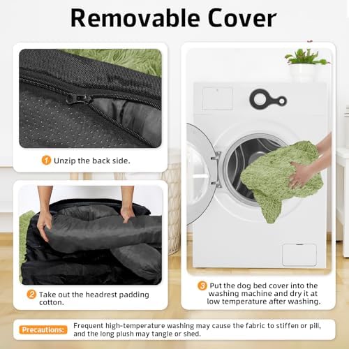 GGIB Calming Dog Bed Fluffy Plush Dog Mat for Furniture Protector with Removable Washable Cover for Large Medium Small Dogs and Cats (Medium, Grass Green)