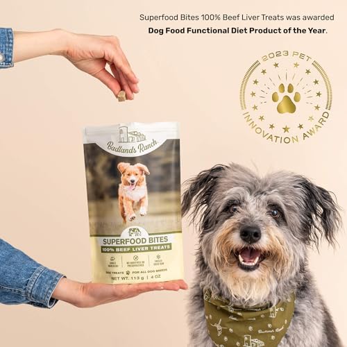 BADLANDS RANCH by Katherine Heigl – Superfood Bite Freeze-Dried Raw Beef Liver Dog Treats – High Protein Single-Ingredient Snacks for Training, Rewards & Daily Wellness (Pack of 3)