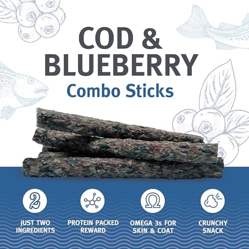 Icelandic+ 6 Count Cod & Blueberry Combo Sticks - Crunchy Dog Treats