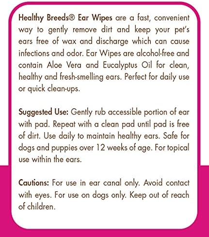 Healthy Breeds Akita Ear Cleaning Wipes with Aloe & Eucalyptus, 100 Count