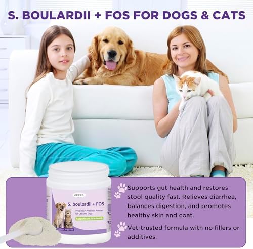 S.boulardii + FOS Pet Probiotic Powder for Dogs & Cats, 6.7 Billion CFU, Gut & Immune Support, Loose Stool & Digestive Upset Relief, Improves Stool Consistency, Skin Health, Veterinarian Recommended