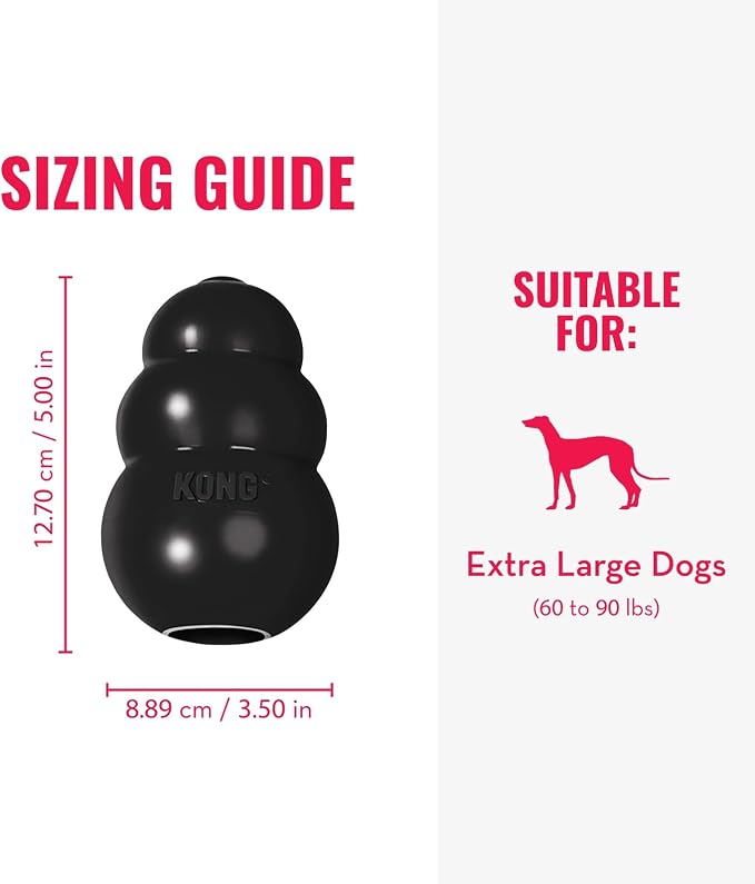 Kong Extreme Dog Toy, Durable Natural Rubber Chew, for X-Large Dogs | Treat-Filling Chew & Fetch Toy with Erratic Bounce, Made from KONG's Most Durable Natural Rubber for Power Chewers