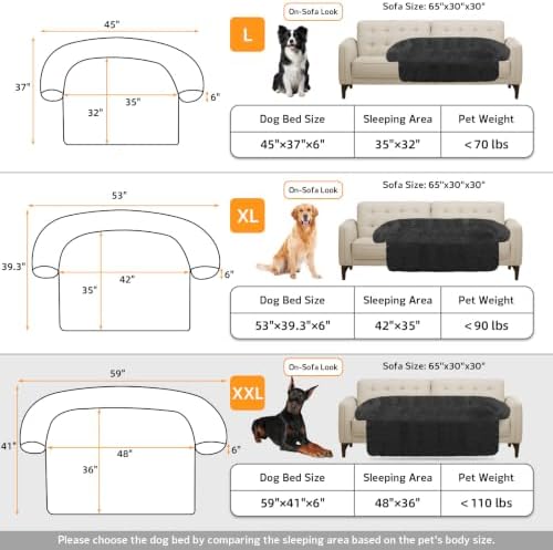 GGIB Calming Dog Bed Fluffy Plush Dog Mat for Furniture Protector with Removable Washable Cover for Large Medium Small Dogs and Cats (Extra Extra Large, Dark Grey)
