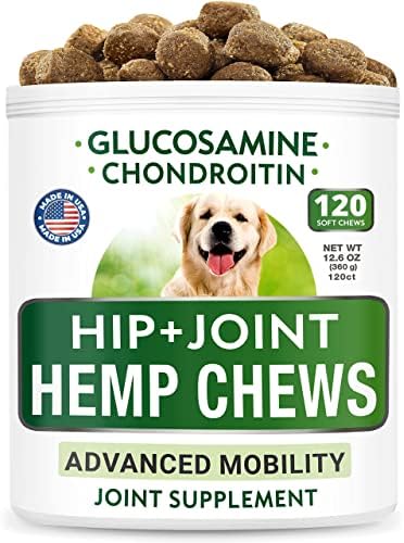 Hemp Oil Treats + Glucosamine + Allergy Relief Bundle - Hip & Joint Supplement + Anti-Itch & Hot Spots - Chondroitin, MSM + Omega 3 + Pumpkin + Enzymes - Immune Support - Made in USA - 240 Chews