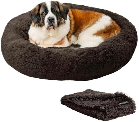 Best Friends by Sheri Calming Donut Dog Bed, X-Large, Dark Chocolate, 45"x45"
