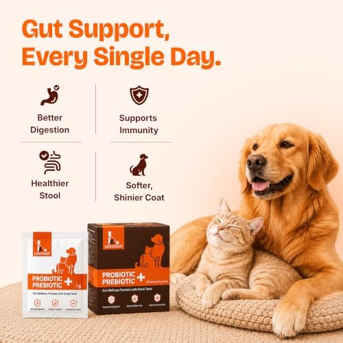 Probiotics for Dogs & Cats | 20 Sachets | Synbiotic Powder, 9.2 Billion CFU, 12 Strains with Prebiotics, Digestive Enzymes & S. boulardii | Gut Health, Diarrhea & Immune Support