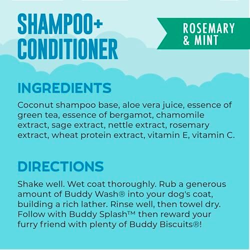 Buddy Grooming Wash 2 in 1 Dog Shampoo, Rosemary & Mint, 16 oz. Bottle | Buddy Grooming Wash 2 in 1 dog shampoo, rosemary & mint, 16 oz. bottle