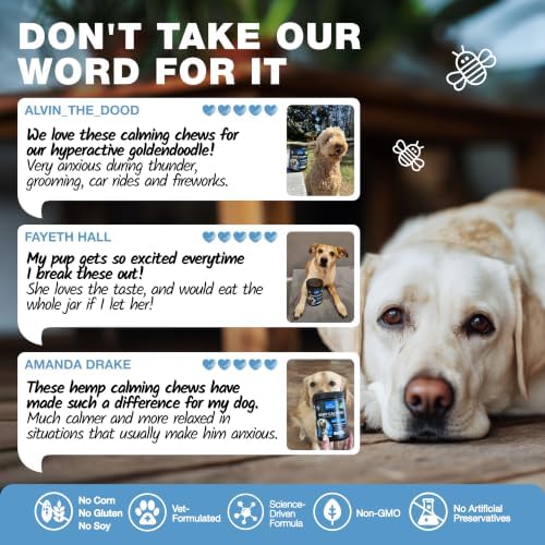 Hemp Calming Chews for Dogs Anxiety Relief & Calming Treats with Melatonin