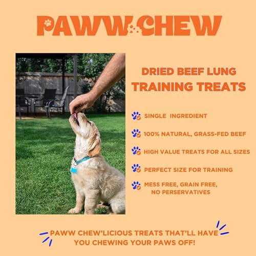 PAWW CHEW Beef Lung Dog Treats - Single Ingredient, High Protein, 1 LB