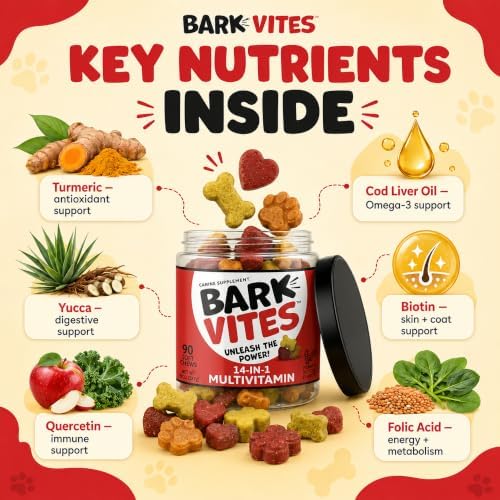 14-in-1 Dog Multivitamin Soft Chews, Peanut Butter, 90 Count | Turmeric, Quercetin, Omegas & Minerals, Supports Immunity, Skin & Coat, Gut Health & Energy, NASC Member