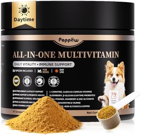 Dog Multivitamin Powder – Energy, Gut & Immune, Chicken 75 Scoops | Dog Vitamins and Supplements, Antioxidants, Skin & Coat for Homemade Food with L-Carnitine, Taurine, Probiotics