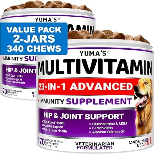 (2 Pack) Dog Multivitamin Chewable - 340 Ct - Dog Vitamins and Supplements | Senior & Puppy Multivitamin for Dogs - Hip & Joint Support - Immune Health, Skin, Heart, Digestion, Probiotics