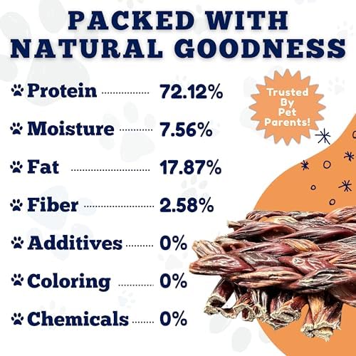 Amazing Dog Treats - 6 Inch Braided Gullet Stick (4 Pc/Pack) - Dog Jerky Treats - Beef Esophagus -Gullet for Dogs - Beef Esophagus Dog Treats