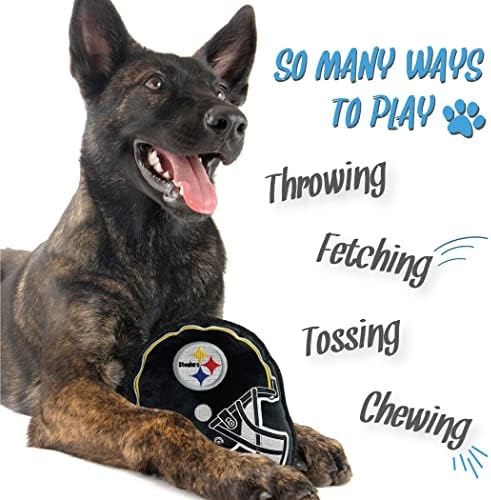 The 1st Ever Tough but Smooth Dog Toy NFL Pittsburgh Steelers Football Helmet Tough Pet Toy. A Premium Quality Doggie Toy with Built-in Squeaker. Sports Fans Favorite Chew Toy