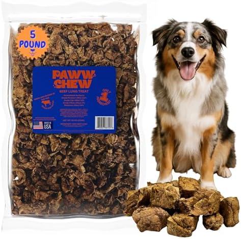 PAWW CHEW Beef Lung Dog Treats - Single Ingredient, High Protein, 5 LB