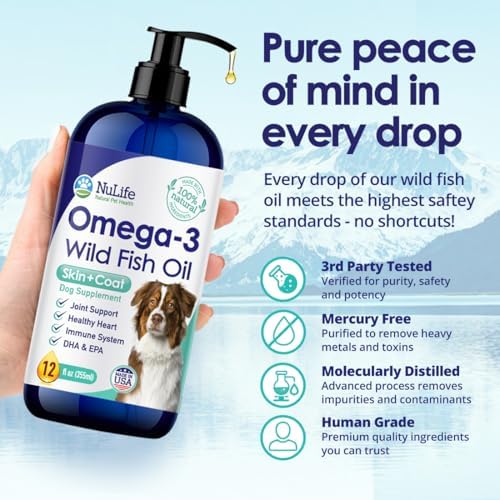 Wild Omega 3 Fish Oil for Dogs - Dog Fish Oil Liquid to Reduce Shedding & Itching - Supports Joints, Brain, and Heart Health - Fish Oil for Dogs Skin and Coat Supplement - Rich in EPA + DHA - 12oz