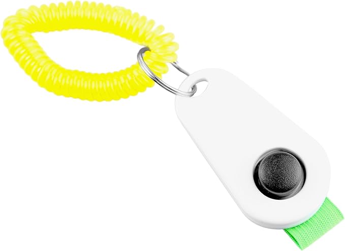 Pyhodi Dog Training Clicker, Lightweight Pet Training Clicker with Finger Ring and Wrist Strap, Clicker for Pets Cats Puppy Birds Horses, for Behavioral Training (White)