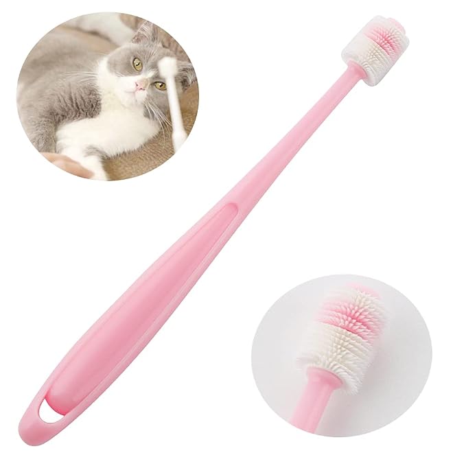 DQITJ 2 Pcs 360-Degree Small Dog and Cat Toothbrush, Bristle Diameter 0.51", Soft Silicone Deep Pet Teeth Cleaning Kit (Colors May Vary)