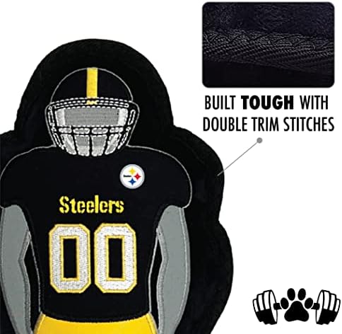 Pets First The 1st Ever Tough but Smooth Dog Toy NFL Pittsburgh Steelers Football Athletes Player Tough Pet Toy. A Premium Quality Doggie Toy with Built-in Squeaker. Sports Fans Favorite Chew Toy
