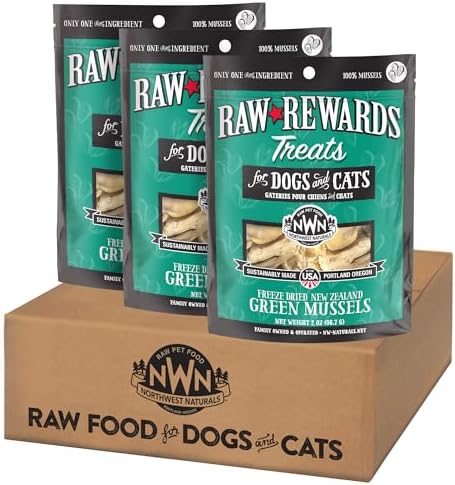 Northwest Naturals Raw Rewards Freeze-Dried Green Lipped Mussel Treats - 2oz (Pack of 3)